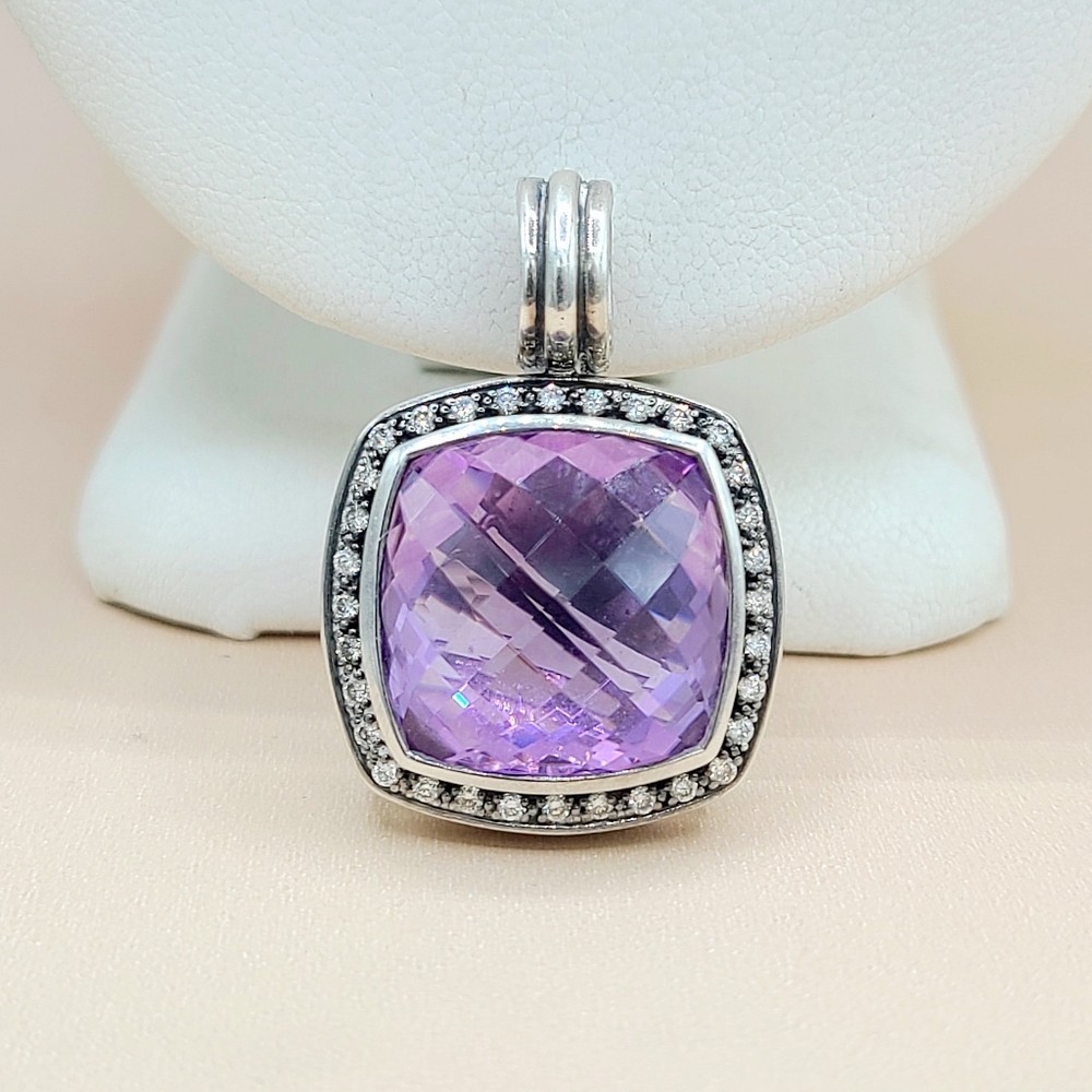 David Yurman Albion 17mm Amethyst Diamond Moonlight Ice Pendant Enhancer